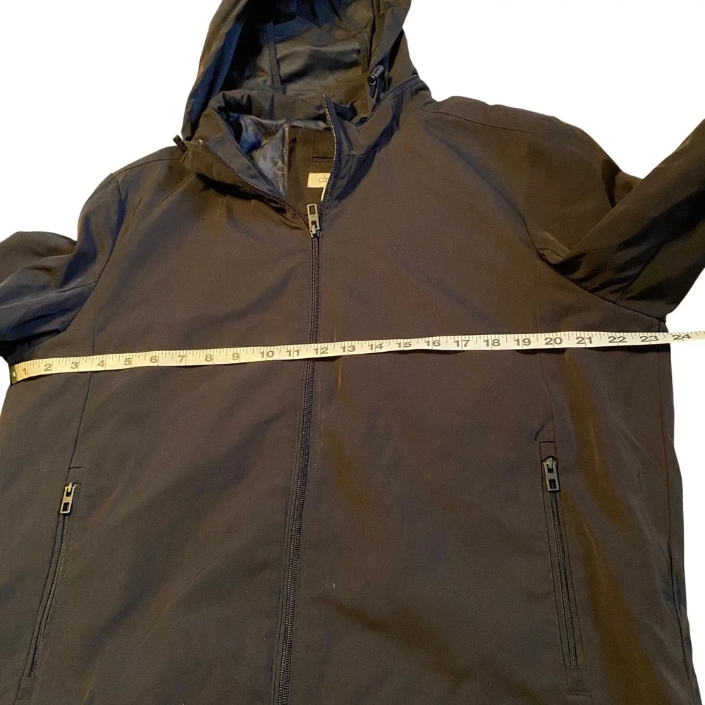 Calvin Klein Hooded Lightweight Jacket Black Zip Front Pockets Men's‎ Size L